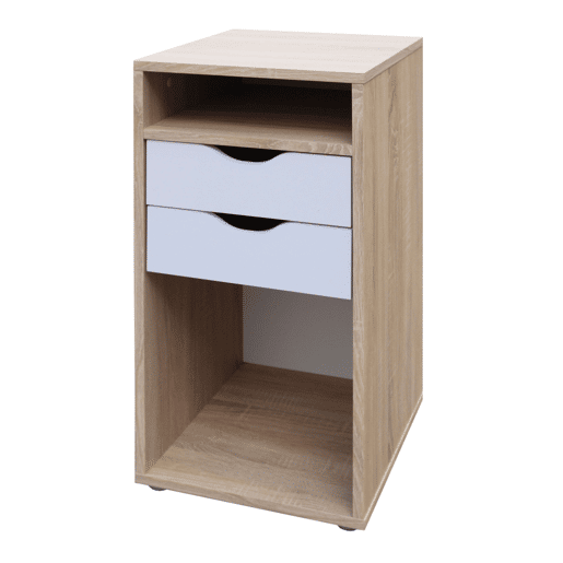Mesa de cabeceira, mesa de cabeceira, mesa de quarto 2 gavetas Parc Sonoma carvalho e branco fosco 36x71x40 cm