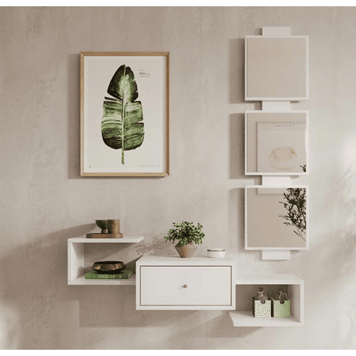 Móvel de entrada Hall de entrada Branco 99,5x22x145 1 gaveta Neo Muebles Bonitos