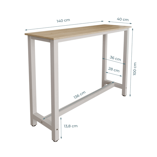 Mesa alta Cozinha Sala de jantar BrancoSonoma 140x100x40 Ani Muebles Bonitos