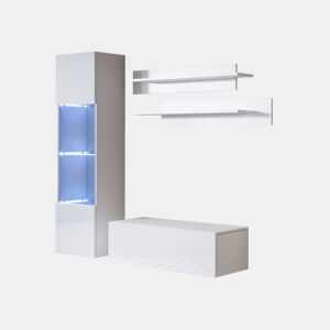 Móvel de sala Sala de estar e jantar Preto 150x40x165 2 portas LED Luke 3 Muebles Bonitos