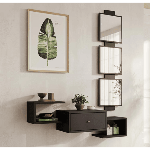 Móvel de entrada Hall de entrada Preto 99,5x22x145 1 gaveta Neo Muebles Bonitos