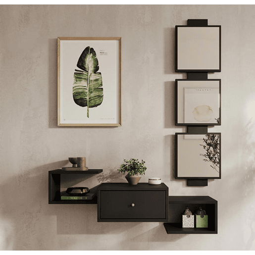 Móvel de entrada Hall de entrada Preto 99,5x22x145 1 gaveta Neo Muebles Bonitos
