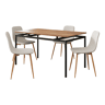Conjunto de jantar Hemnes mesa com 4 cadeiras têxtil aço Bege en.casa