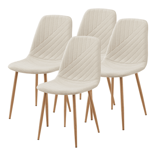 Conjunto de jantar Hemnes mesa com 4 cadeiras têxtil aço Bege en.casa