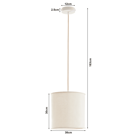 Candeeiro suspenso Buckley com abajur em tecido branco lux.pro Candeeiro suspenso Buckley com abajur em tecido branco lux.pro