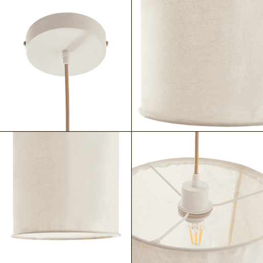 Candeeiro suspenso Buckley com abajur em tecido branco lux.pro Candeeiro suspenso Buckley com abajur em tecido branco lux.pro