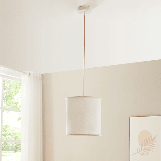 Candeeiro suspenso Buckley com abajur em tecido branco lux.pro Candeeiro suspenso Buckley com abajur em tecido branco lux.pro