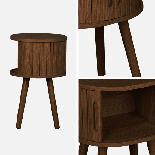 Mesa de cabeceira com 2 portas de correr, Legacy, Madeira de nogueira, 40x34x54.8 cm Mesa de cabeceira com 2 portas de correr, Legacy, Madeira de nogueira, 40x34x54.8 cm