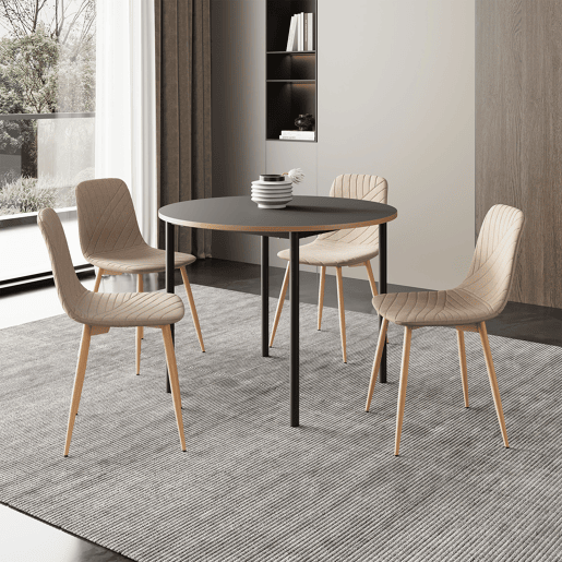 Conjunto de jantar Lindesberg Mesa de jantar redonda com 4 cadeiras cinzentocastanho claro en.casa