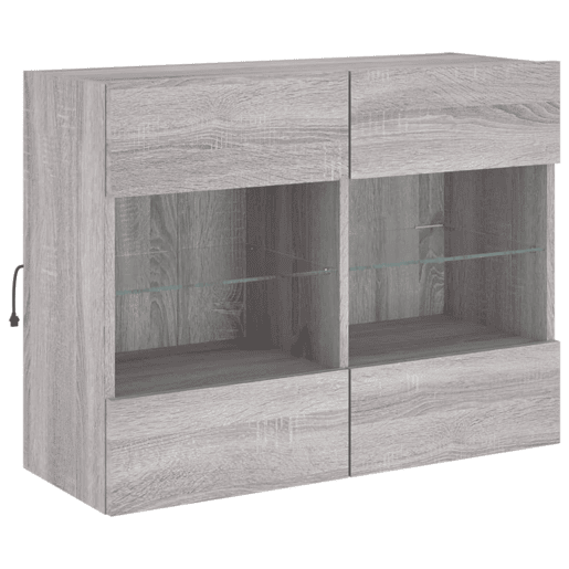 Móvel de parede p TV - Armário de TV c luzes LED 78,5x30x60,5 cm cinza sonoma