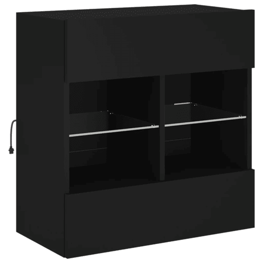 Móvel de parede para TV - Armário de TV com luzes LED 58,5x30x60,5 cm preto