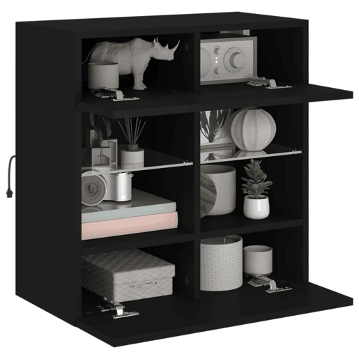Móvel de parede para TV - Armário de TV com luzes LED 58,5x30x60,5 cm preto