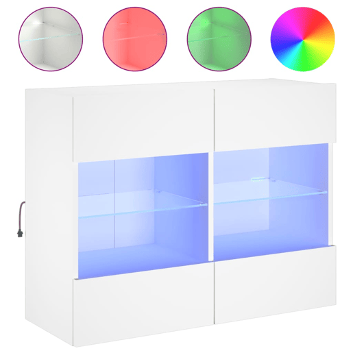 Móvel de parede para TV - Armário de TV com luzes LED 78,5x30x60,5 cm branco