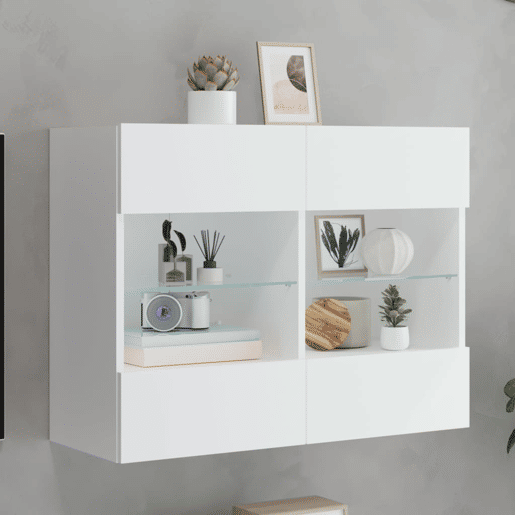 Móvel de parede para TV - Armário de TV com luzes LED 78,5x30x60,5 cm branco