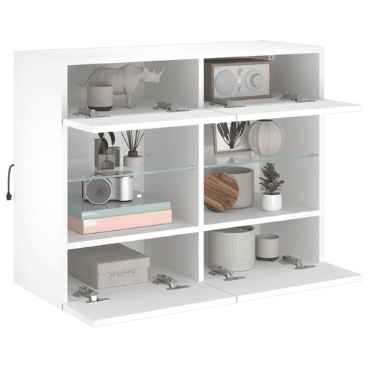 Móvel de parede para TV - Armário de TV com luzes LED 78,5x30x60,5 cm branco