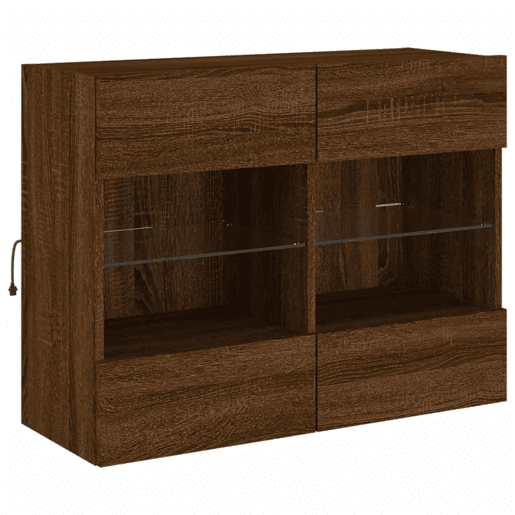 Móvel parede p TV - Armário TV luzes LED 78,5x30x60,5 cm carvalho castanho