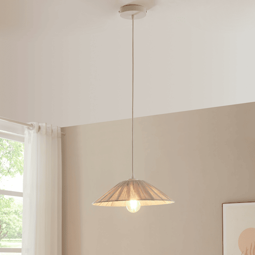 Candeeiro suspenso Bridge 1 x E27 com abajur tecido branco  bege lux.pro
