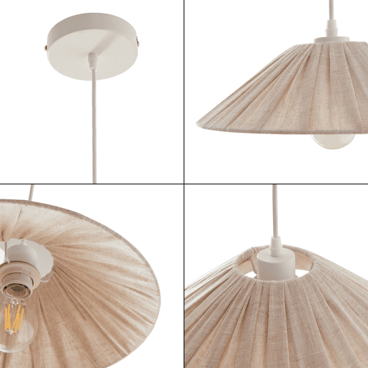 Candeeiro suspenso Bridge 1 x E27 com abajur tecido branco  bege lux.pro