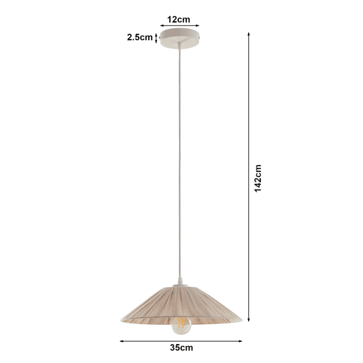 Candeeiro suspenso Bridge 1 x E27 com abajur tecido branco  bege lux.pro