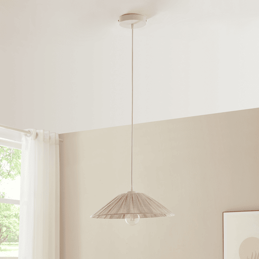 Candeeiro suspenso Bridge 1 x E27 com abajur tecido branco  bege lux.pro
