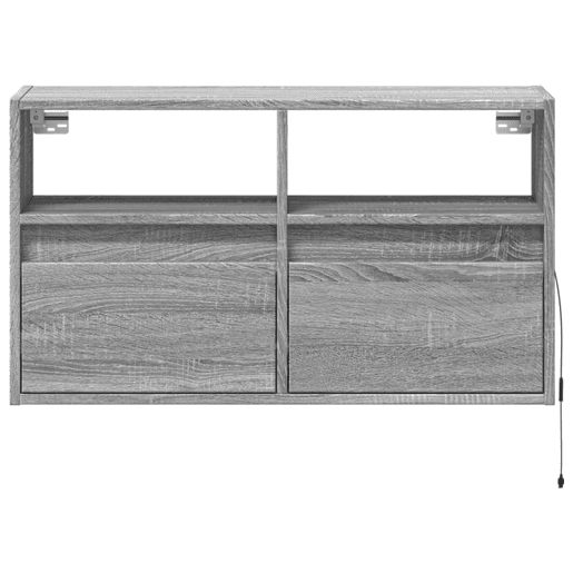 Móvel de parede p TV - Armário de TV c luzes LED 80x31x45 cm cinzento sonoma