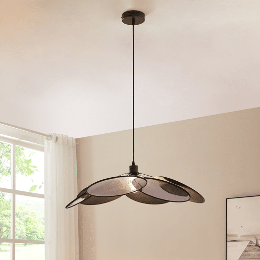 Candeeiro suspenso Blackwood aspeto de flor metaltêxtil preto lux.pro