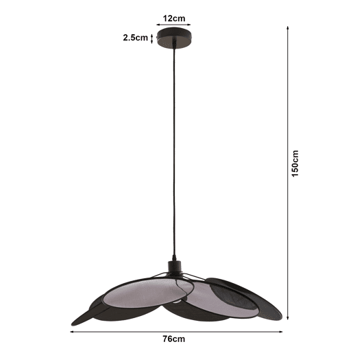Candeeiro suspenso Blackwood aspeto de flor metaltêxtil preto lux.pro