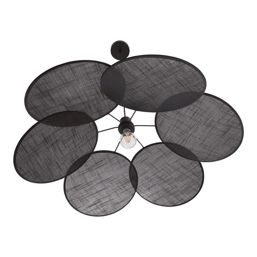 Candeeiro suspenso Blackwood aspeto de flor metaltêxtil preto lux.pro