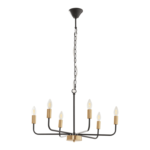 Lustre Bishop 6 luzes E14 metal 153 x 62 x 62 cm preto  cor de latão lux.pro