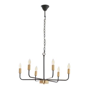 Lustre Bishop 6 luzes E14 metal 153 x 62 x 62 cm preto cor de latão lux.pro