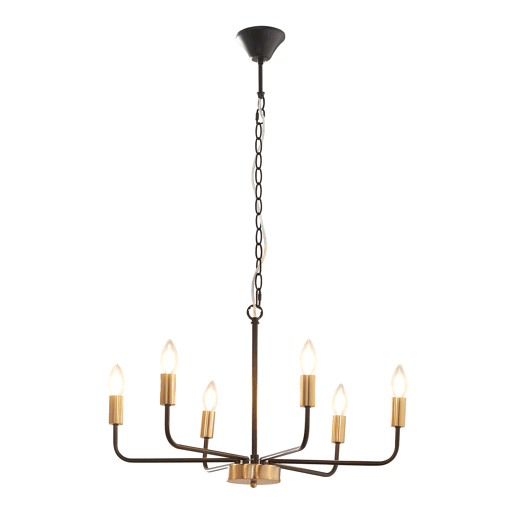 Lustre Bishop 6 luzes E14 metal 153 x 62 x 62 cm preto  cor de latão lux.pro