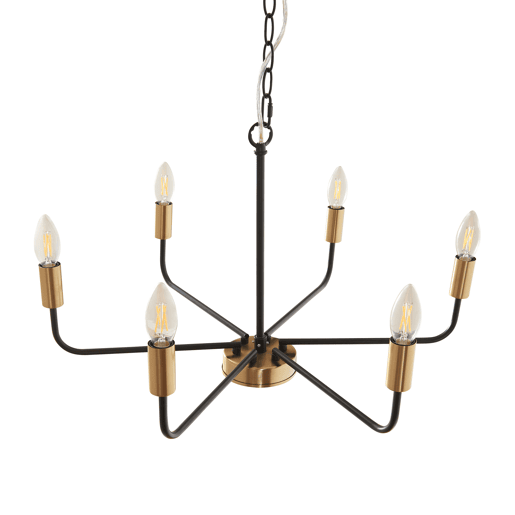 Lustre Bishop 6 luzes E14 metal 153 x 62 x 62 cm preto  cor de latão lux.pro