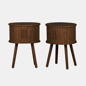 Mesa de cabeceira escandinava com 2 portas deslizantes, set de 2, Legacy, Madeira de nogueira, 40x34x54.8 cm