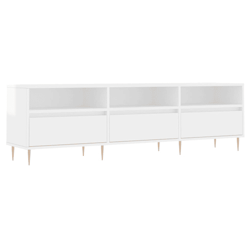 Móvel p TV, Armário de TV 150x30x44,5 cm derivados madeira branco brilhante