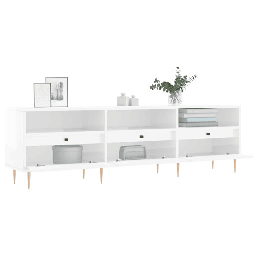 Móvel p TV, Armário de TV 150x30x44,5 cm derivados madeira branco brilhante