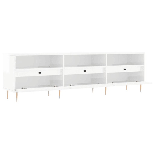 Móvel p TV, Armário de TV 150x30x44,5 cm derivados madeira branco brilhante