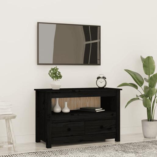 Móvel de TV - Modulo de TV - Armário de TV 79x35x52 cm madeira de pinho maciça preto