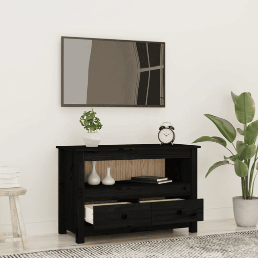 Móvel de TV - Modulo de TV - Armário de TV 79x35x52 cm madeira de pinho maciça preto