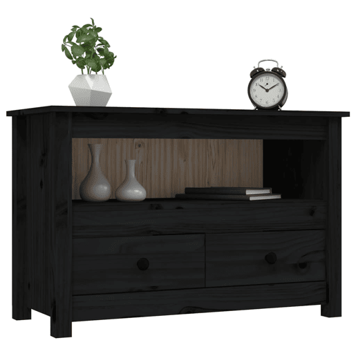 Móvel de TV - Modulo de TV - Armário de TV 79x35x52 cm madeira de pinho maciça preto