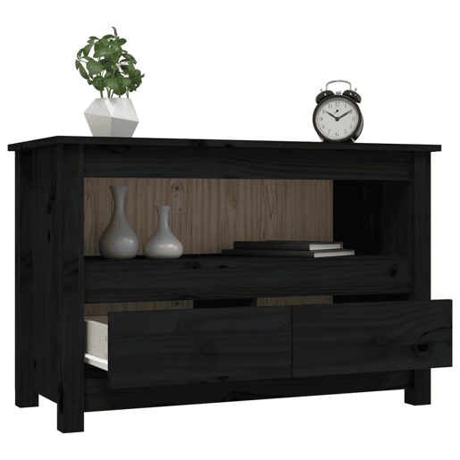 Móvel de TV - Modulo de TV - Armário de TV 79x35x52 cm madeira de pinho maciça preto