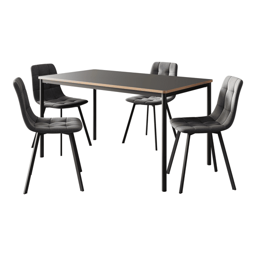 Conjunto de jantar Lindesberg de 5 peças 1 mesa com 4 cadeiras cinzento escuro en.casa