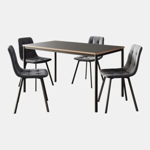 Conjunto de jantar Lindesberg de 5 peças 1 mesa com 4 cadeiras cinzento escuro en.casa