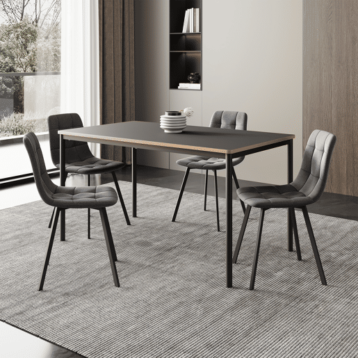 Conjunto de jantar Lindesberg de 5 peças 1 mesa com 4 cadeiras cinzento escuro en.casa