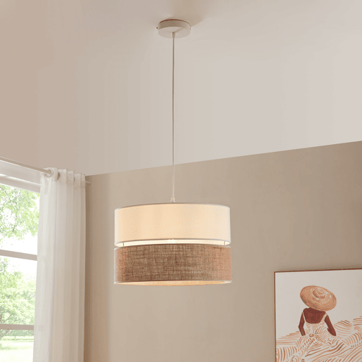 Candeeiro suspenso Barton 1 x E27 com abajur duplo brancolinho lux.pro Candeeiro suspenso Barton 1 x E27 com abajur duplo brancolinho lux.pro