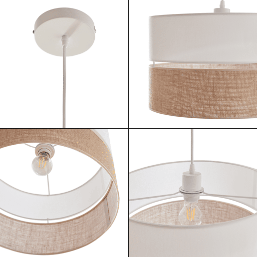 Candeeiro suspenso Barton 1 x E27 com abajur duplo brancolinho lux.pro Candeeiro suspenso Barton 1 x E27 com abajur duplo brancolinho lux.pro