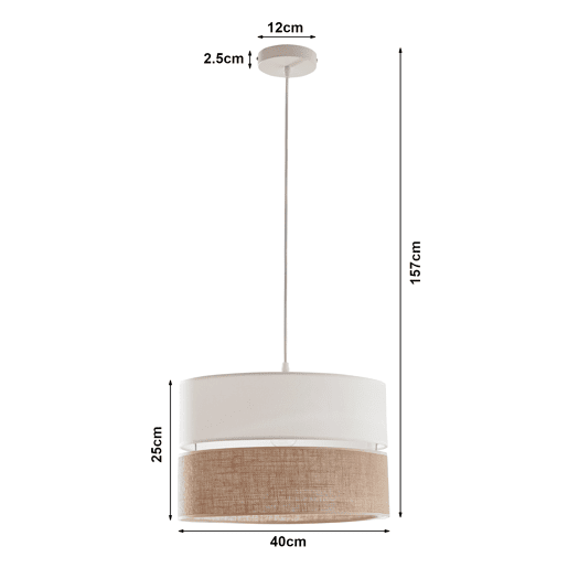 Candeeiro suspenso Barton 1 x E27 com abajur duplo brancolinho lux.pro Candeeiro suspenso Barton 1 x E27 com abajur duplo brancolinho lux.pro