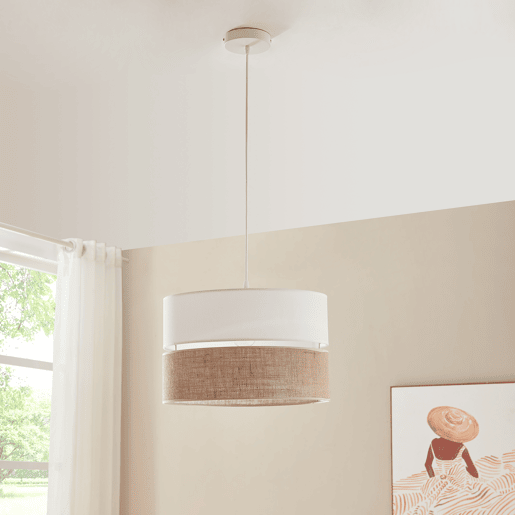 Candeeiro suspenso Barton 1 x E27 com abajur duplo brancolinho lux.pro Candeeiro suspenso Barton 1 x E27 com abajur duplo brancolinho lux.pro