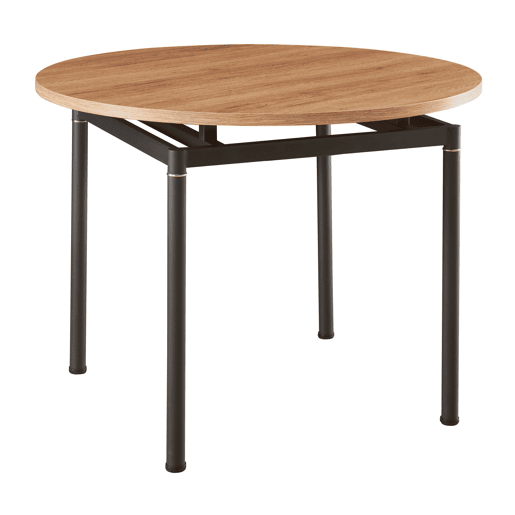 Conjunto de jantar Hemnes 1 mesa redondo com 4 cadeiras textil aço castanho claro en.casa Conjunto de jantar Hemnes 1 mesa redondo com 4 cadeiras textil aço castanho claro en.casa
