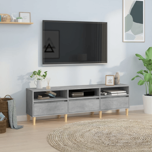 Móvel de TV - Modulo de TV - Armário de TV 150x30x44,5 cm derivados de madeira cinza cimento