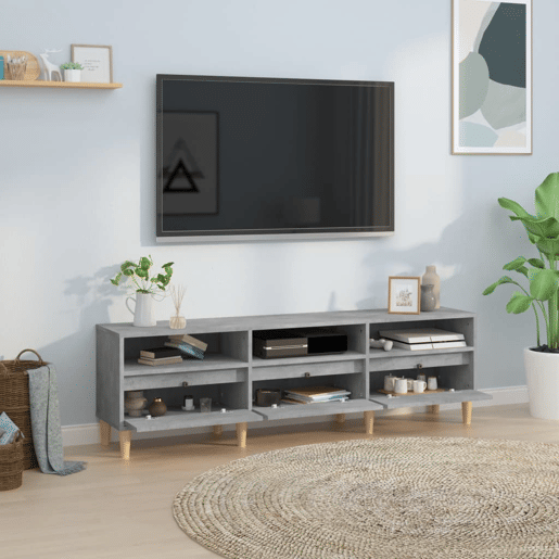 Móvel de TV - Modulo de TV - Armário de TV 150x30x44,5 cm derivados de madeira cinza cimento